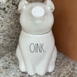 Rae Dunn White Pig Oink Storage Jar